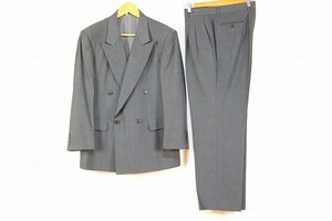 ランバン LANVIN CLASSIQUE 綺麗め スーツ ジャケット テーラード ダブル パンツ 薄手 ビジネス 無地 R46-44 濃グレー メンズ [848458]