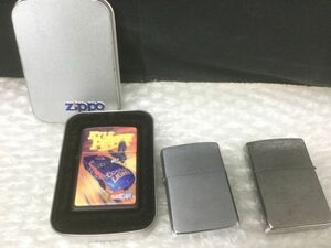 D828-60【ZIPPO3点まとめ】ジッポ/1996年 NASCAR KYLE PETTY/1986年製 2008年製 ブラッシュド加工 シルバーカラー/t