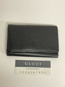 営KZ286-60◆ GUCCI グッチ レザー ブラック ６連 ブラック×シルバー金具 キーケース 04579・0416