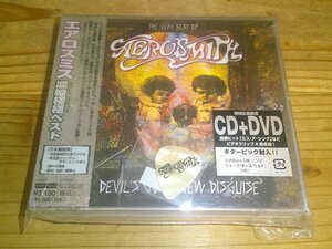 CD+DVD：THE VERY BEST OF AEROSMITH エアロスミス 濃縮極極ベスト：帯付：ギターピック付き