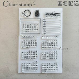クリアスタンプ　透明スタンプ　スタンプシート　S124　カレンダー　ジャーナル