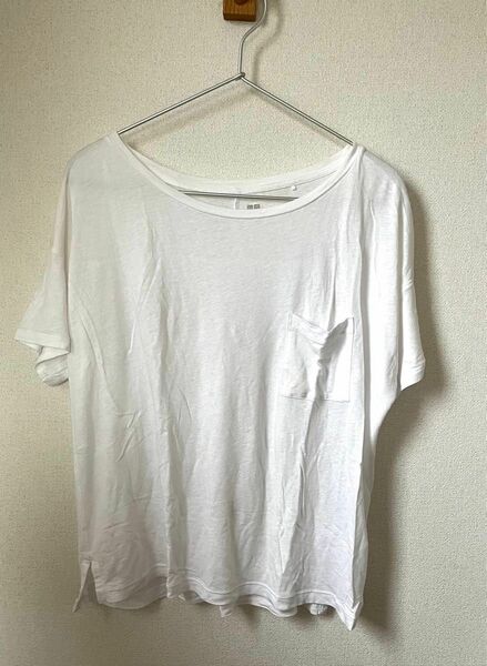 ユニクロ　UNIQLO　Tシャツ　カットソー　L　白　ホワイト