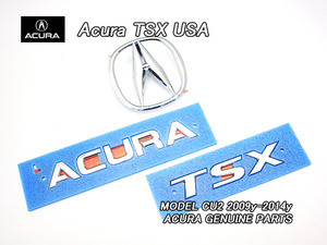 アコードCU1CU2【ACURA】アキュラTSXセダン純正USエンブレムセット-リア3点/USDM北米仕様USAホンダACCORD-4ドア海外シンボルAマーク仕様