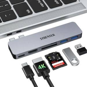 MacBook 6in1 USB-C hub PD charge port USB3.0 port SD/Micro SD card reader direct .. type 