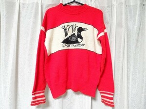 希少 70年代 ビンテージ USA製 アヒル カモ 水鳥 セーター Mサイズ レトロ 昭和 当時物