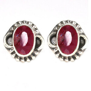 〔p35〕Ruby 約6x4mm ルビー ピアス sv925 7月誕生石