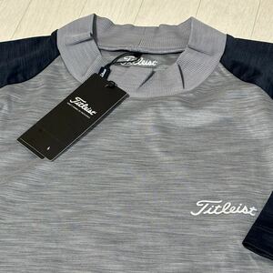 新品★タイトリスト Titleist スラブ調スムース 吸水速乾 半袖モックネックシャツ★CL★サイズLL★送料185円