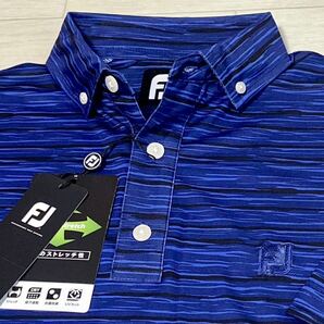 新品◆FootJoy フットジョイ グラフィックカモフラージュ柄 吸汗速乾 4Wayストレッチ 半袖ボタンダウンシャツ/ネイビー/サイズM/送料185円の画像1