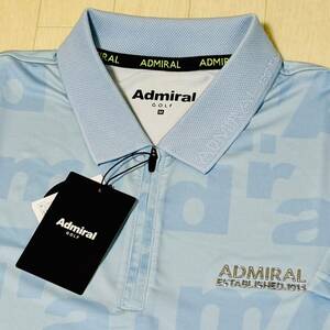 新品★アドミラル ゴルフ Admiral Golf トーナルロゴ ハイテンション 吸水速乾 ハーフジップ 半袖シャツ★サックス★サイズL★送料185円