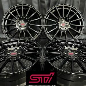 美品★ENKEI製 スバル純正オプション STI 17インチホイール 4本 №B240327-B4 7J +48 5H 100 インプレッサ BRZ XV フォレスター/ブラック黒