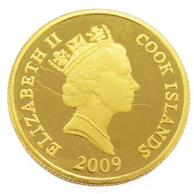 中古AB/使用感小 サンリオ ハローキティ35周年記念 カラー 金貨 純金 1/2オンス クック諸島 2009年 コイン 硬貨 貨幣_画像2