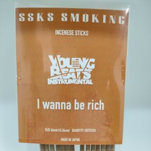 未使用 インセンス 日本製 SSKS SMOKING INCENESE STICKS - I wanna be rich_画像2