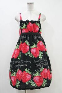 Emily Temple cute / fresh strawberry ribbon Cami One-piece black H-24-03-19-2008-ET-OP-SK-ZH