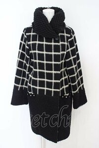 INGEBORG / ニット切替格子チェックコート 3 クロ×シロ O-24-03-21-031-LO-CO-IG-OS