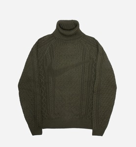 新品未使用 XLサイズ NIKE Cable Knit Turtleneck Sweater ナイキ ケーブル タートルネック ニット L/S セーター /カーゴカーキ