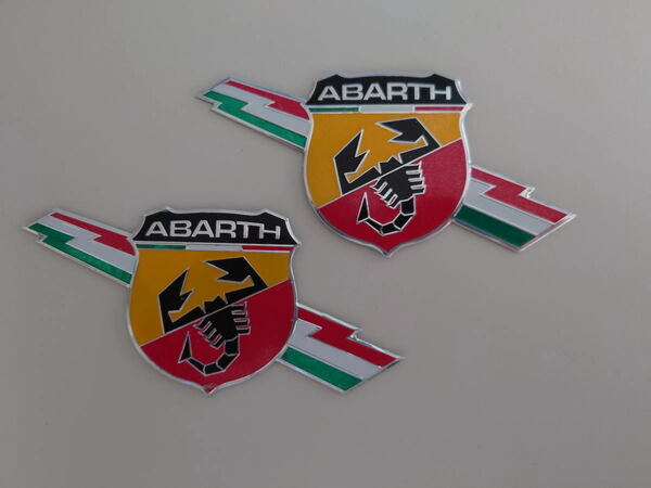 フィアット アバルト ABARTH サンダー アルミニウム エンブレム 3D ステッカー バッジ 2個セット