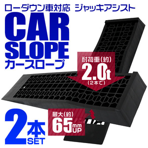 【2個セット】カースロープ タイヤスロープ ローダウン車対応 耐荷重2t 軽量カーランプ ジャッキサポート アシスト 整備用スロープ 黒