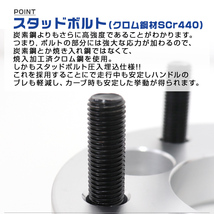 ワイドトレッドスペーサー 15mm PCD100-4H-M12×P1.5 4穴 ワイトレ アルミ鍛造 ホイール ナット付 ブラック 黒_画像7