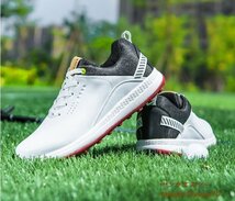 高級品 ゴルフシューズ 新品 スニーカー メンズ 運動靴 スポーツシューズ フィット感 軽量 幅広い 防水 防滑 耐磨 弾力性 ホワイト 26.5cm_画像3