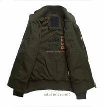 秋新品 メンズ フライトジャケット ma-1 ジャンパー ブルゾン バイクウェア 贅沢刺繍 ミリタリー ワッペン 上着 三色 選択可 オリーブ M_画像2