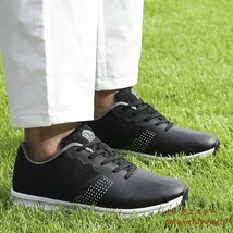 新品 ゴルフシューズ スポーツシューズ アウトドア 運動靴 ウォーキング 軽量 フィット感 幅広い 防水 防滑 耐磨 弾力性 ブラック 28.5cm_画像2