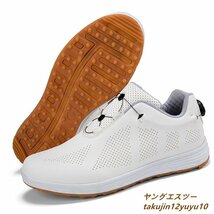 高級品◆GOLF靴 ゴルフシューズ 男女 スニーカー メンズ 運動靴 快適 防水スポーツシューズ 耐久性 4E幅広 カジュアル耐摩耗 白 27.0cm_画像5