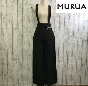 MURUA 　ムルーア　ビットサスペンダーパンツ　1サイズ　ブラック　サスペンダーは取り外し可能　S5.5-132　USED