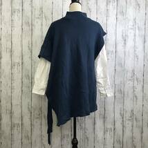 MURUA 　ムルーア　ベストレイヤードシャツワンピース　Fサイズ　ブルー　絶妙な丈感　S5.5-154　USED_画像4