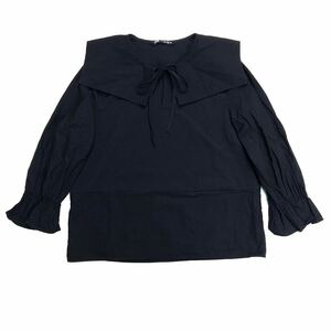 【送料360円】ZARA ザラ スキッパーシャツプルオーバー 女性用 レディース Mサイズ ブラック 長袖 N-175