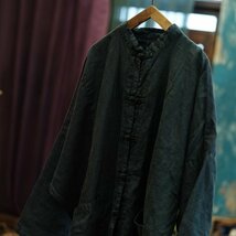 lgn 1523ロングカーディガン アンティーク風 洋服ミックス ロマンファッション ポップ 楽ちん 個性豊か ネイビー 麻100％リネン_画像2