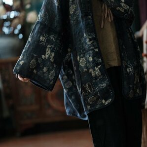lgn 2156 カーディガン 花柄 チュニック 襤褸 アンティーク風 洋服ミックス ロマンファッション ポップ ゆったり 麻100％ RINENリネンの画像5