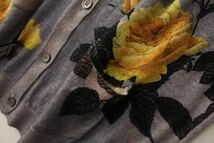 yh トップス　ニットセーターニットカーディガン 素敵プリントポタン花柄100%ウール_画像8