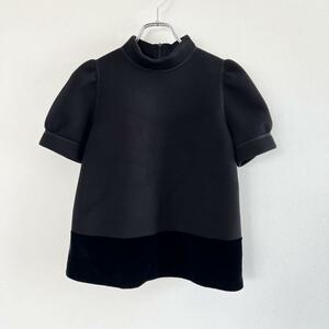 N°21nmero Vent u-no bonding short sleeves frill blouse black 