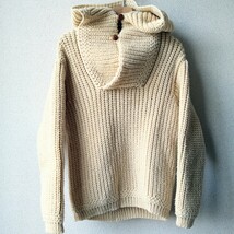 希少 レア 80s 90s ヴィンテージ french creek wool and sheep co ウール ニット パーカー セーター 生成 ローゲージ プルオーバー_画像2