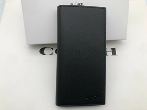 コーチ COACH 二つ折り財布 クロスグレイン レザー ウォレット ブラック新品 未使用 贈り物F74978 c136C