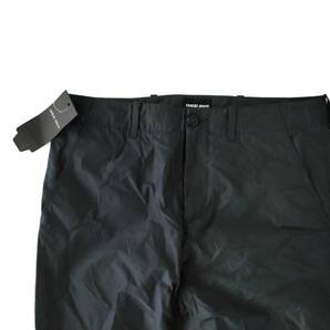 未使用 黒タグ Giorgio Armani ポリエステル100% テック ノータック ストレート パンツ ワーク ダークネイビー ブラック イタリア製 Nylonの画像2