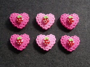  plastic parts handicrafts * accessory parts . attaching Heart parts 6 piece set deco parts 