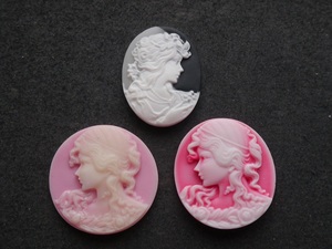  plastic parts handicrafts * accessory parts largish cameo parts 3 piece set deco parts 