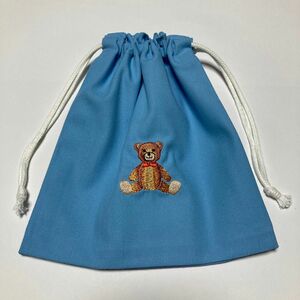 かわいいクマの刺繍入り巾着袋B39 ハンドメイド