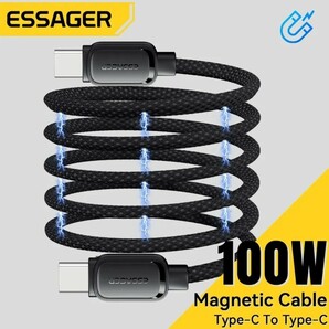 【新品】essager 100W マグネットケーブル Type-C typec 充電ケーブル 急速充電 PDの画像1