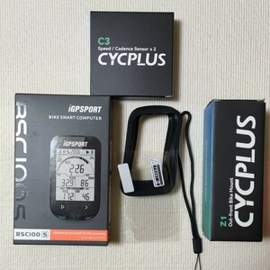 iGPSPORT BSC100S サイコン＋『CYCPLUS Z1 マウント』＋『CYCPLUS C3 スピード・ケイデンスセンサー(2個)』『保護フィルム』＋『カバー』 