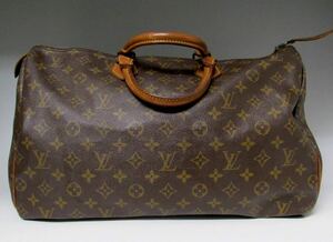 ①LOUIS VUITTON ルイヴィトン バッグ　スピーディ40 モノグラム★USED 本物 ルイ・ヴィトン ボストンバッグ ブラウン カデナ付 鍵なし