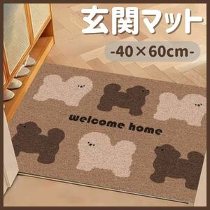 玄関 マット 犬 イヌ 可愛い トイプードル マルチーズ 40×60cm 韓国