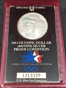 ☆1983 OLYMPIC DOLLAR　900 FINE SILVER PROOF CONDITION☆em88