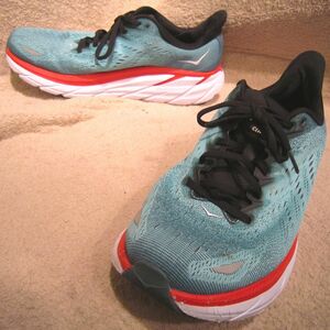 ホカオネオネ クリフトン8 ワイド（1121374 RSTAR）緑？赤　27.5㎝ 2E　US9.5　　　　HOKAONEONE CLIFTON 8 WIDE　厚底ランニング　wj2403a