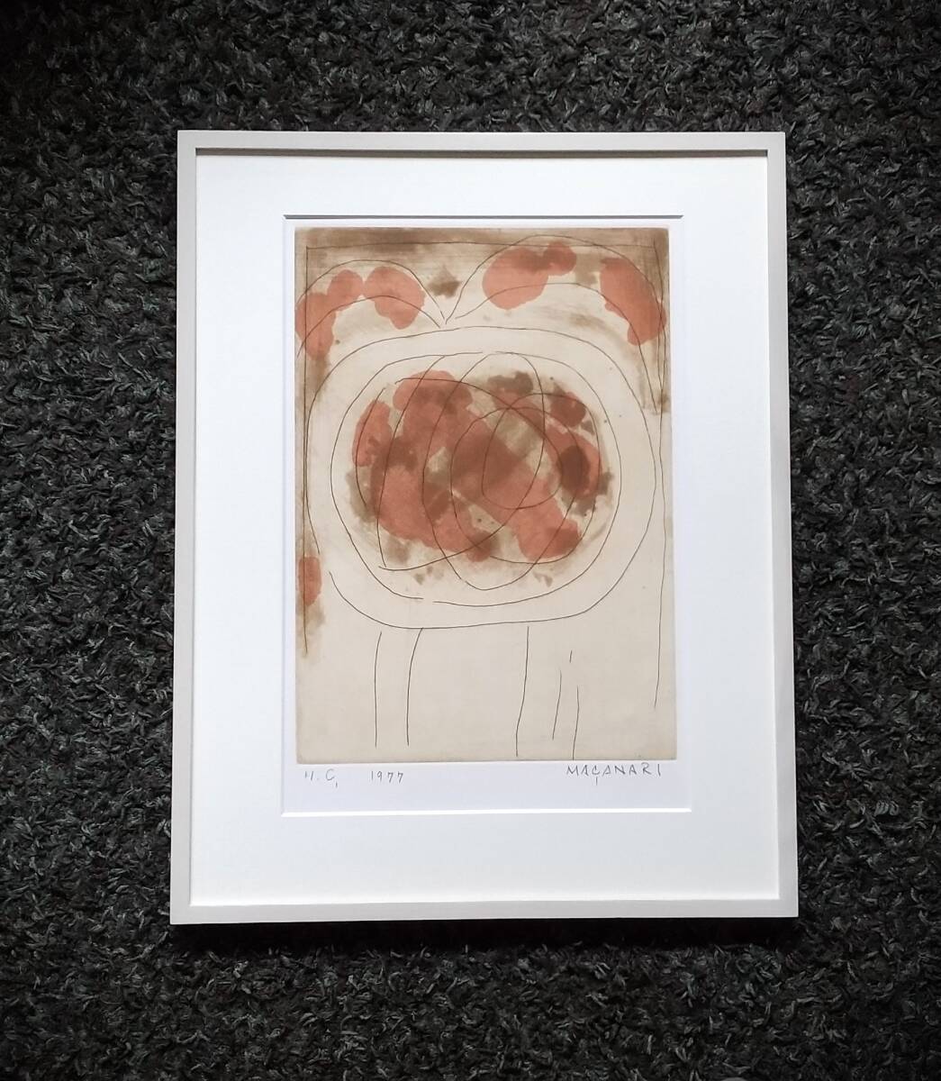 Masashi Murai Hohoemi Copperplate, produced in 1977, autographed, limited to 90 copies, framed [Authenticity guaranteed] Masashi Murai, pioneer of abstract painting, artwork, print, copperplate print, etching