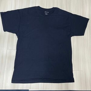 champion 無地 Tシャツ、USサイズL、日本サイズLL。ユーズド品です。ネイビー、コットン100%。 