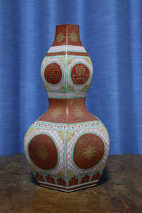 中国古美術　唐物　清時代　粉彩　瓢箪瓶