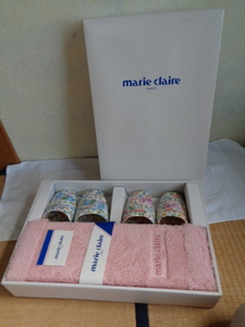 marie claire- Marie Claire / mat & slippers 2 pairs set / mat size :45cm×65cm/ acrylic fiber 100%-. water acrylic fiber / in box unused goods - long-term keeping goods 