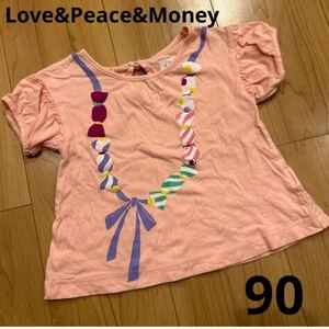 80 90 女の子　半袖　Tシャツ　トップス　ピンク　オシャレ　可愛い　キャンディ　後ろボタン　パフスリーブ